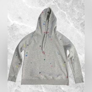 JOULES Rowley Star Embroidery Hoodie Gray Marl Embroidered Stars Size US 4 UK 8